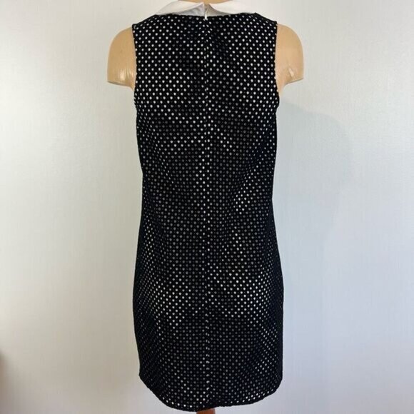 Twee CeCe Dress Scalloped Peter Pan Collar Bow Tie Black White Polka Dot Size 2 - Picture 6 of 13